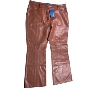 Biltmore NWT Cinnamon Faux Leather Wide Leg Pants Women's Size 14 High Rise